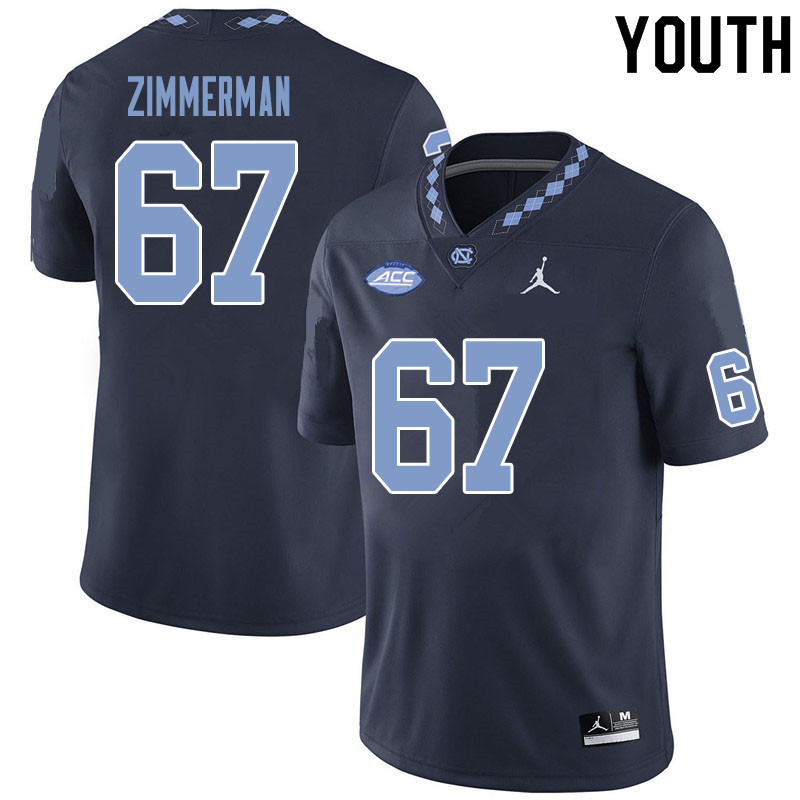 Youth #67 Trey Zimmerman North Carolina Tar Heels College Football Jerseys Sale-Black